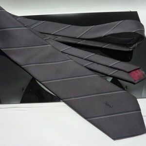 Vintage Yves Saint Laurent Striped  Neck Tie  Dark GREY  55"